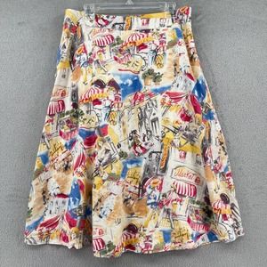 Liz Claiborne Linen Skirt Womens 12 Beige European Vacation Cafe Market Novelty